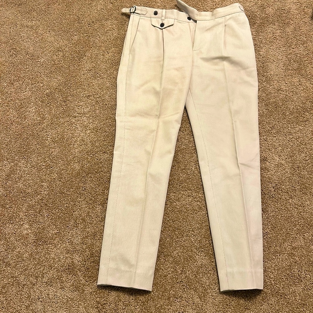 Suitsupply Khaki Cotton Cashmere Dress Pants Size 34